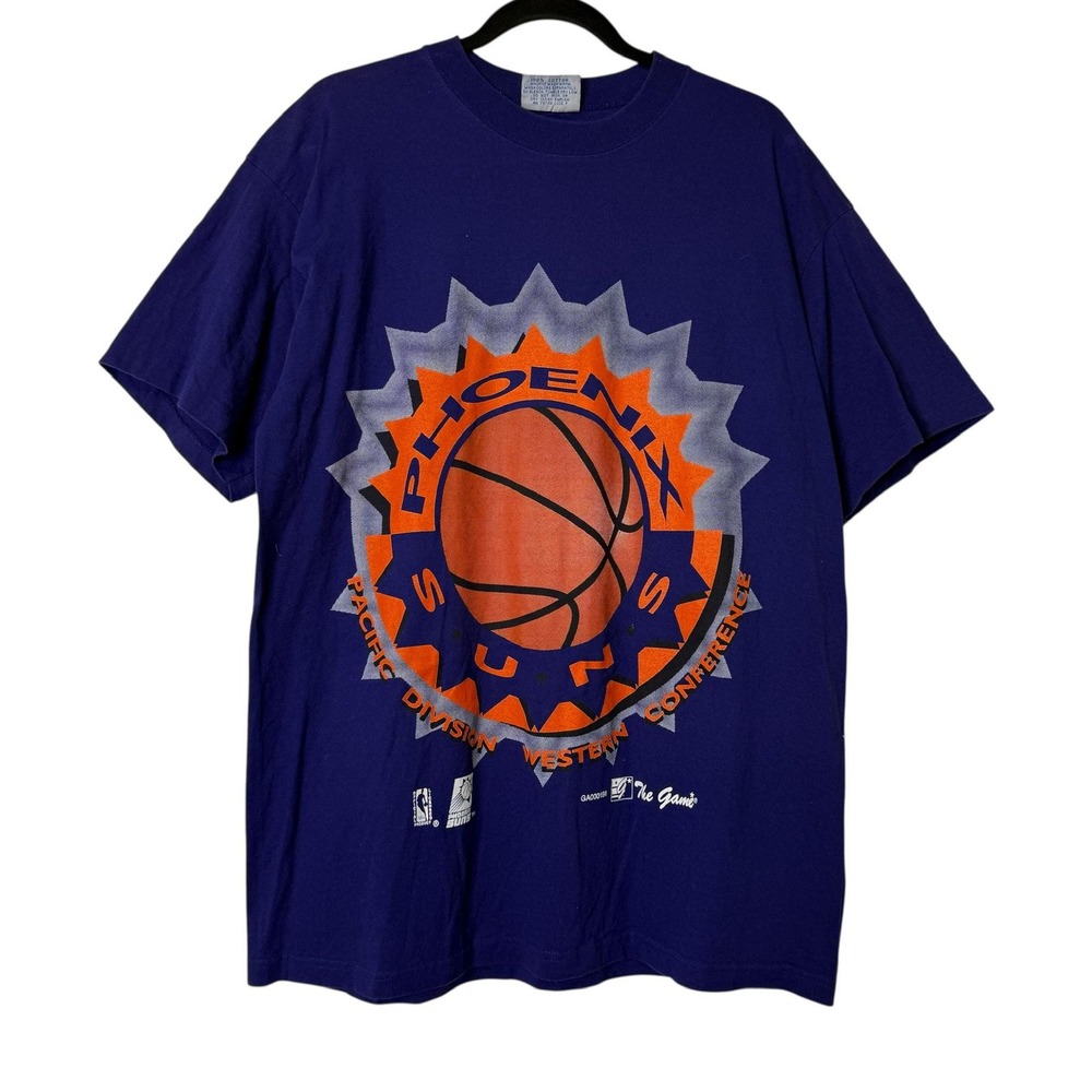 Vintage 90s Phoenix Suns T-Shirt Men's L Purple NBA Basketball The Game USA b693